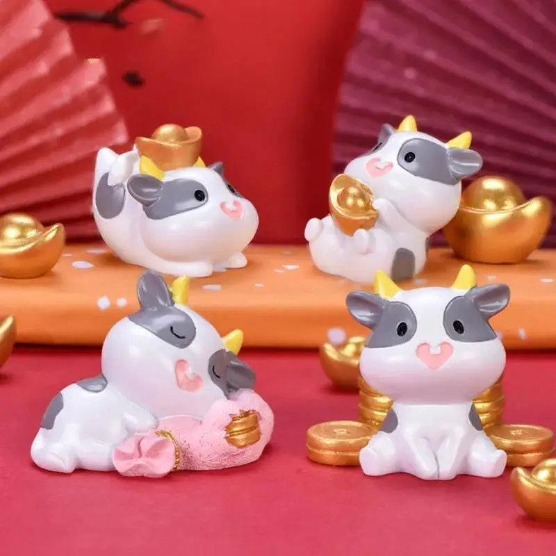 Micro Landscape Resin Desktop Decoration Wealth Fortune Cow Decoration Hold Silver Ingot Sleeping Gold Coin Bag Decoration