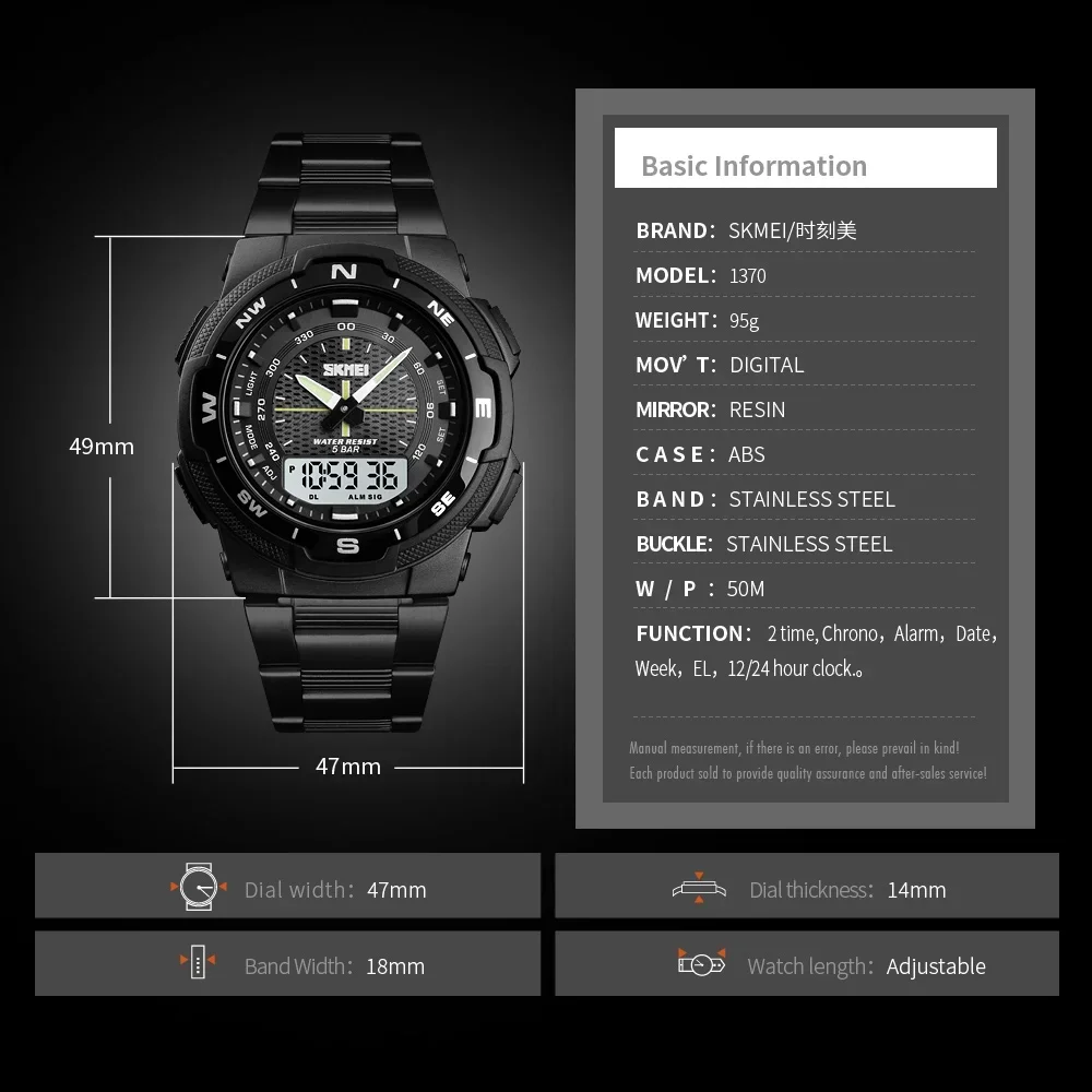 Men's Digital Countdown Sports Watch, Waterproof