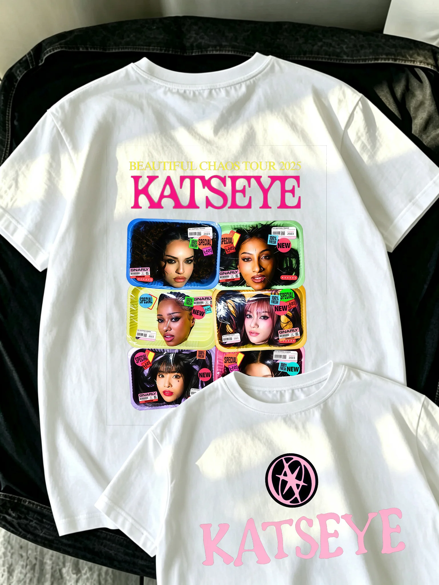 Women's Katseye Print Casual T Shirt Gothic Y2k Tshirt Women Korean Style Graphic Tee Tops Crew Kids Short Sleeve Tshirt Clothes