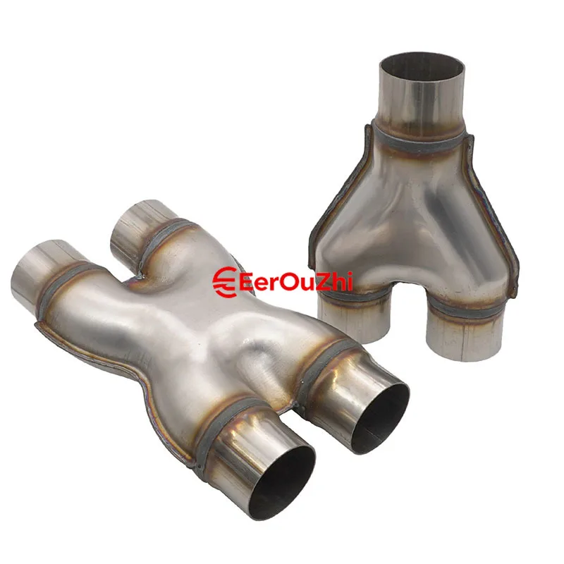 Tubo de escape de aço inoxidável 409 para carro modificado tipo y três vias H-X tubo de conexão de quatro vias 51 57 63 76mm