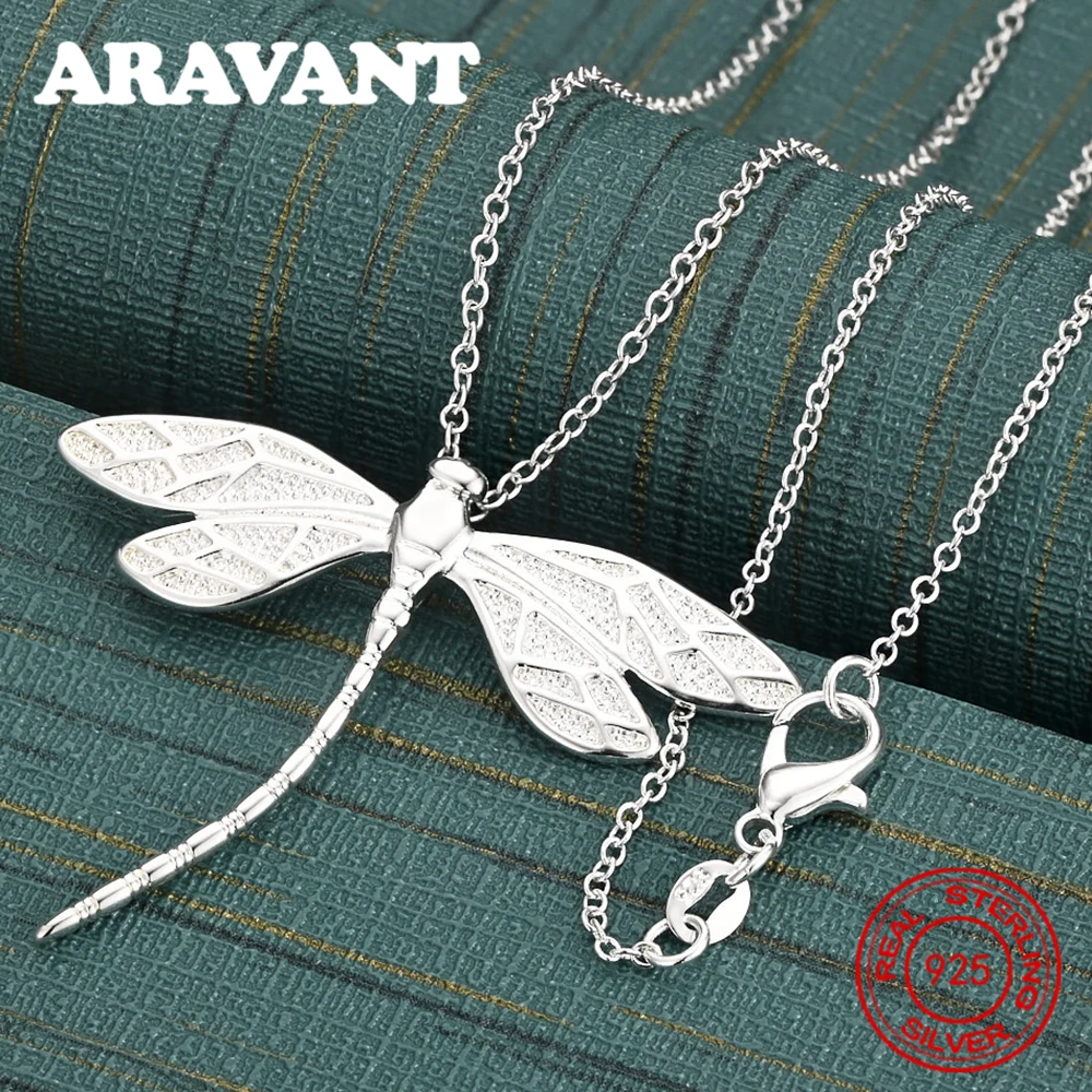 925 Sterling Silver Dragonfly Pendant Necklace, Women'S Commuter Accessory, Christmas Gift Jewelry