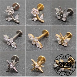 G23 Titanium Helix piercing conch Skin Grafting Nail Dermal Anchor 16g Surface Body Zircon Drilling Hide in Top Crystal Jewelry