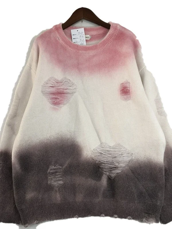 빈티지 스트리트 스타일 울 스웨터 겨울 따뜻한 면 울 롱 스웨터 크루넥 만화 자수 패셔너블