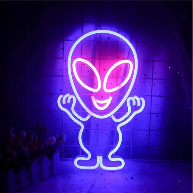 Alien Shape LED Light Neon Backboard Wall Aampara Hanging Shape Flexible Lamp Bar Restaurants Home Room Decoration Accessories