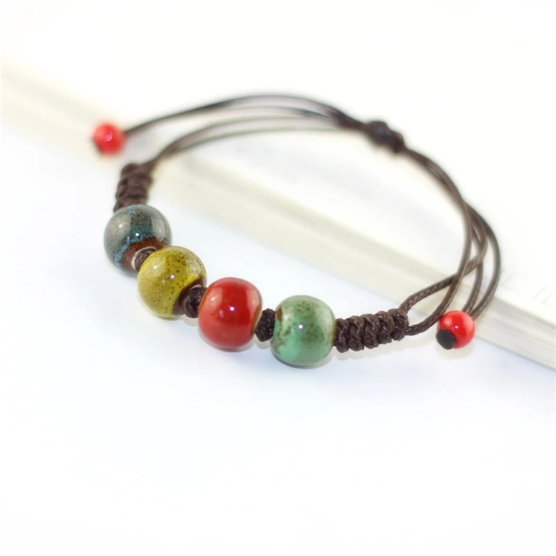 Original Chinese Style Heart Ceramics Beads Bracelet Women Good Lucky Bracelete Jewelry Party Girls Gift