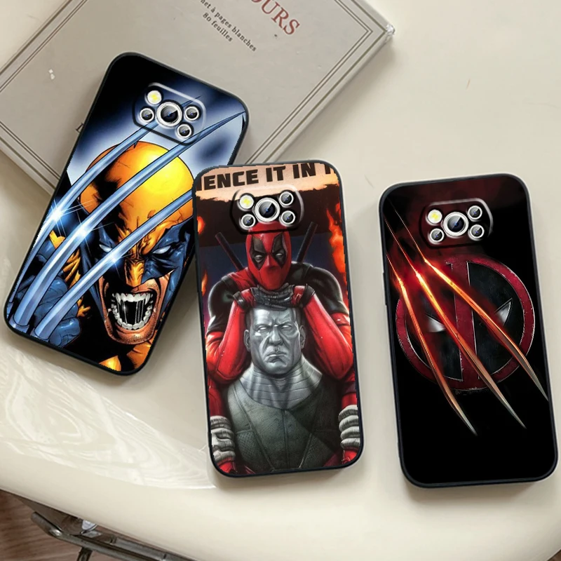 

Deadpool Wolverine Marvel Art For Xiaomi Mi Poco F5 F4 F3 X6 X5 X4 X3 M6 M5 M5S M4 M3 C65 Pro GT NFC 5G Black Soft Phone Case