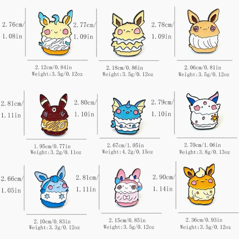 AA 9Pcs Anime Cute Elf Eevee Enamel Pins Cartoon Fox Cake Monster Brooch Fashion Woman Men Lapel Badge Jewelry Gifts For Friends view 6