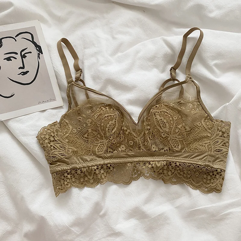 Soutien-gorge en dentelle Ultra-mince, lingerie en forme d'oreilles de lapin sans bosses, légères et fines, grands seins, petits, doux, anneaux sans acier, sous-vêtements