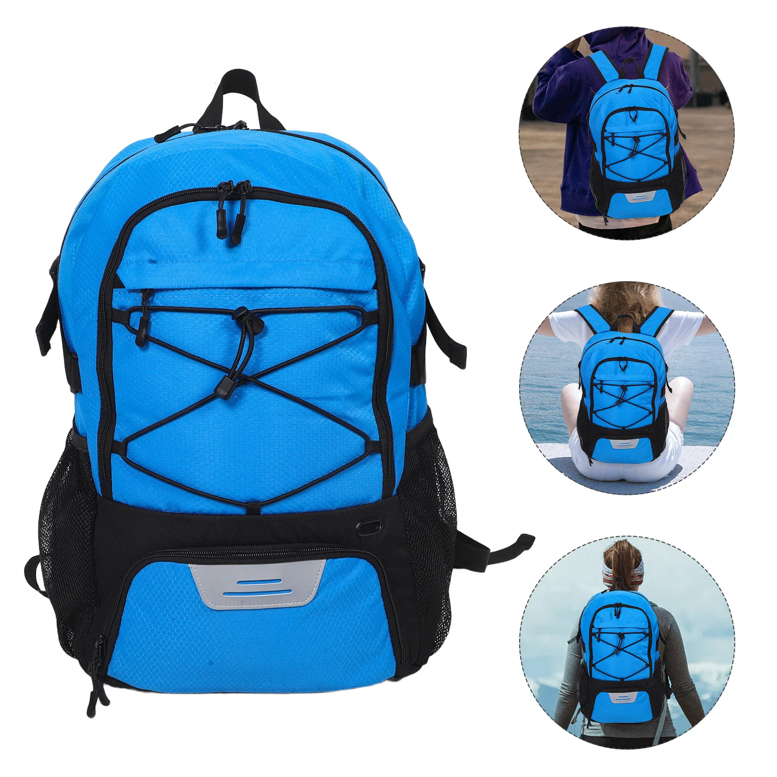 Mochila versátil de tecido oxford para basquete, futebol, beisebol com compartimento para sapatos, sistema de transporte confortável, design unissex