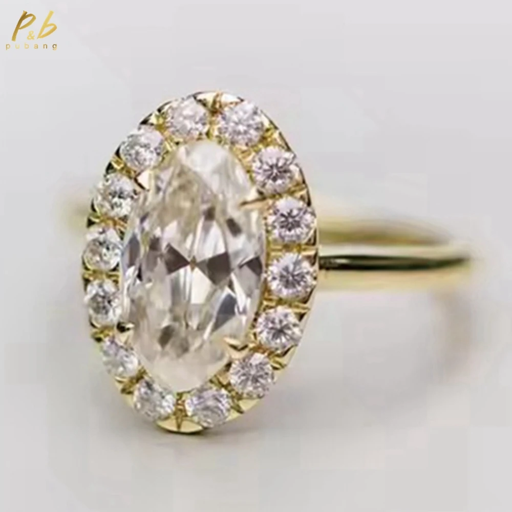 

PuBang Sparkling 3EX VVS1 D Color 5 Carat Real Moissanite Diamond Oval Cut Gems Engagement Rings Fine Jewelry Anniversary Gifts
