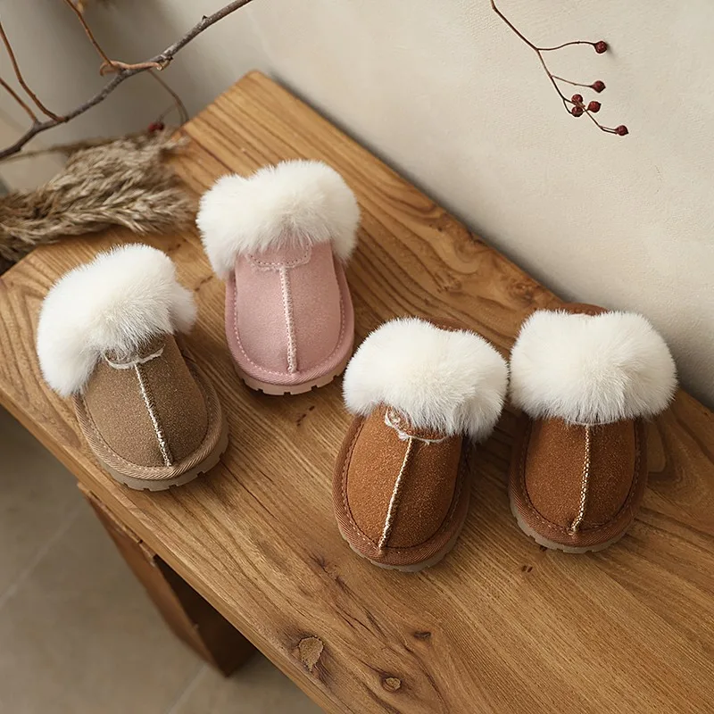 الأطفال أحذية قطنية بريطانيا نمط الاطفال النعال الكلاسيكية بلون الخياطة أفخم الشتاء الدافئ الفتيان الفتيات شباشب على الموضة 2026 #2