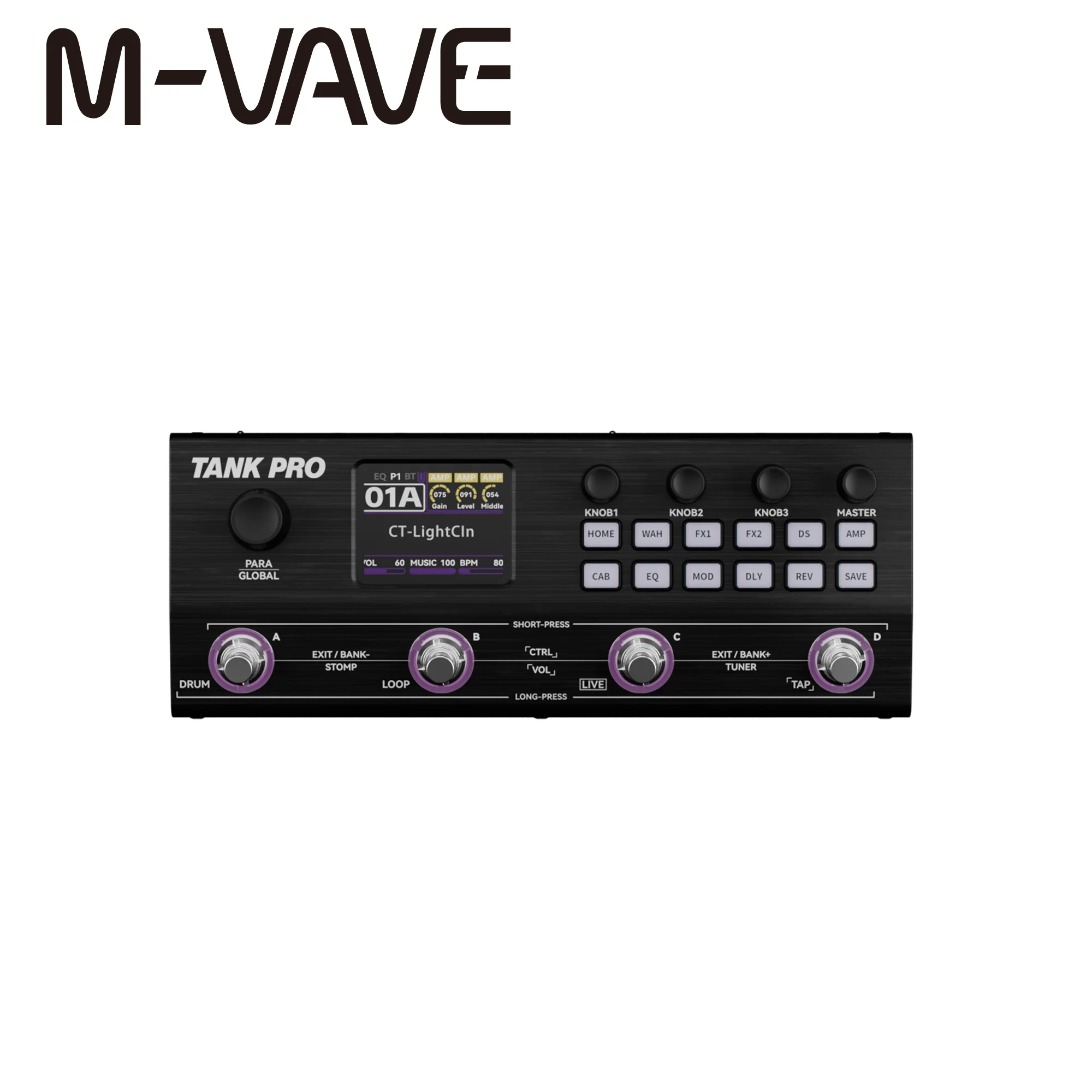 M-VAVE TANK pro Guitar Multi-Effects Processor 120 Presets 90 Amps+90 Cabs 300+ FX 150s Looper 60 Drums XLR for Guitarists
