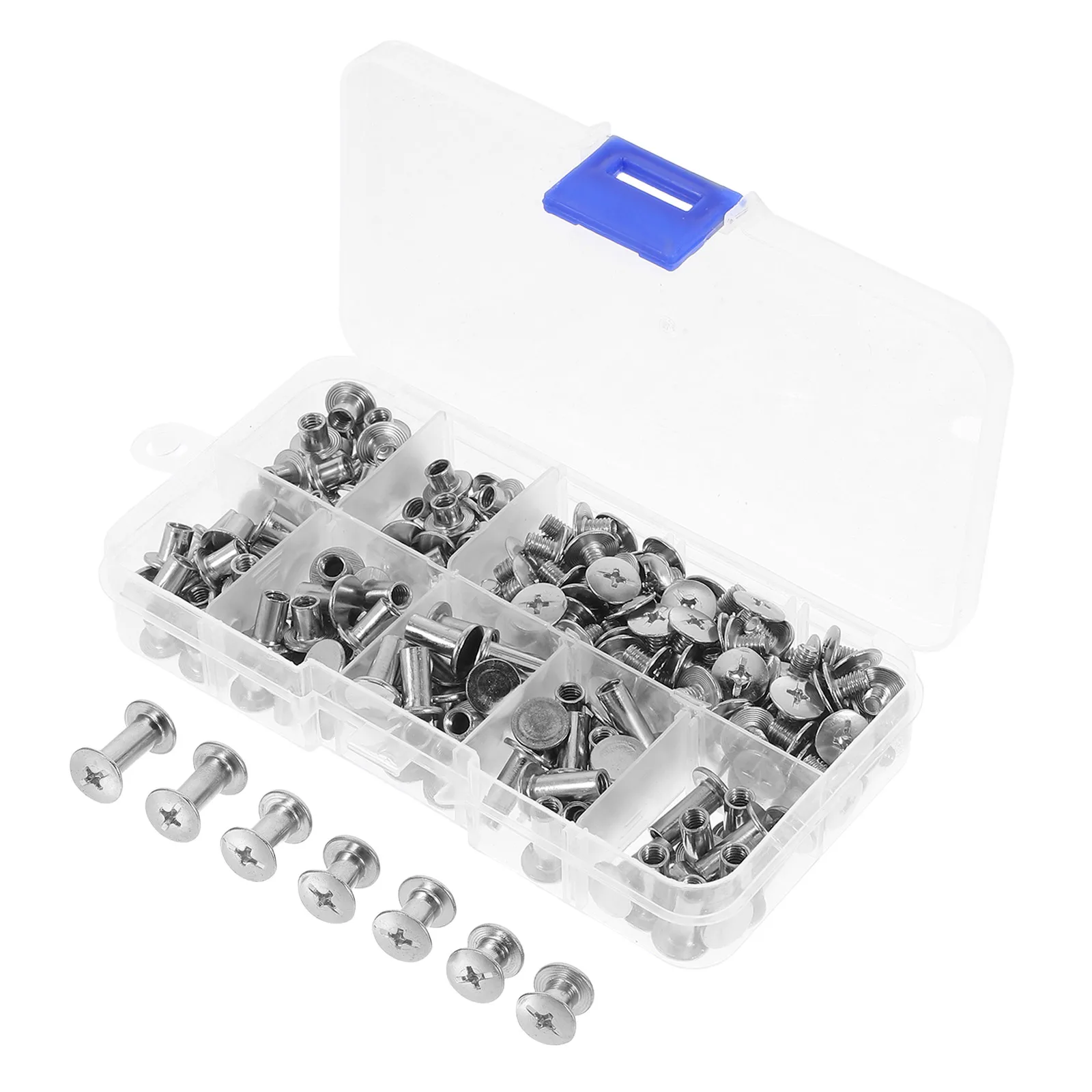 

120 Sets Screw to Lock Rivets Carbon Steel Diy Supplies Account Book Binding Round Head Rivets Kit
