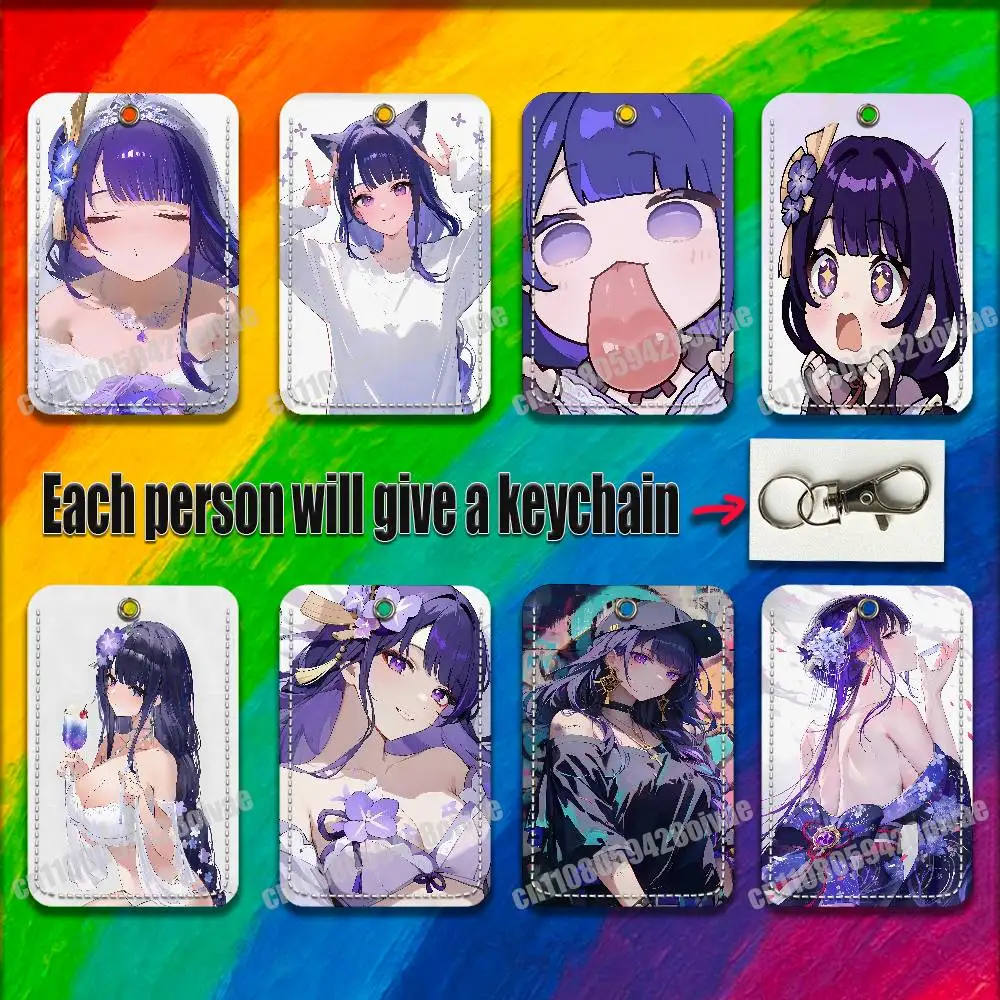 

Genshin Impact Raiden Shogun For ID Clips Credit Bank Work Card Holder Case Badge Bag Ornament Key Keychain