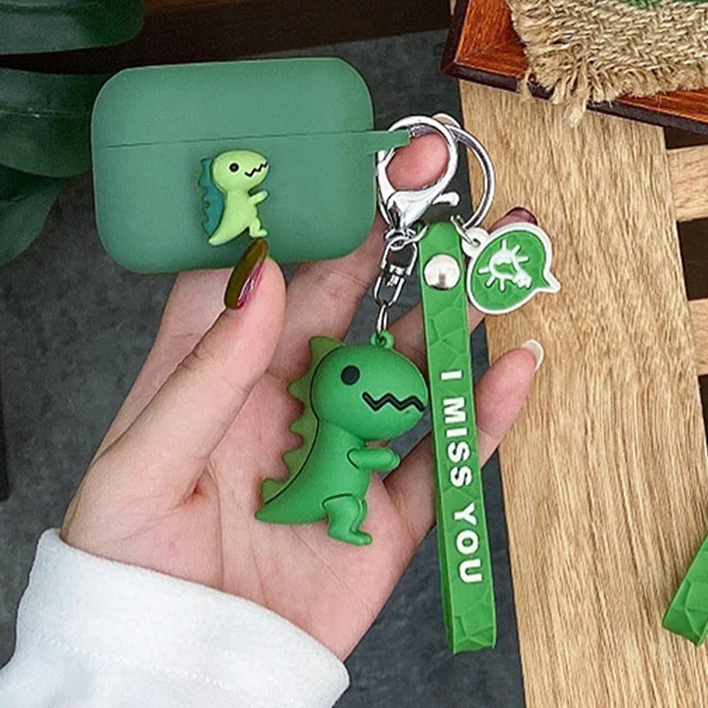 Cartoon Earaphone case For TOZO T10 Case funny dinosaur Silicone Protect hearphone box cover with keychain Accessories