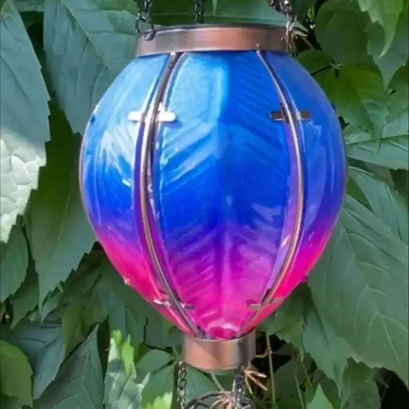 Solar Powered Hot Air Balloon Solar Garden Lantern Flickering Flame Decorative Garden Light Hot Air Balloon Decor for Garden image 3