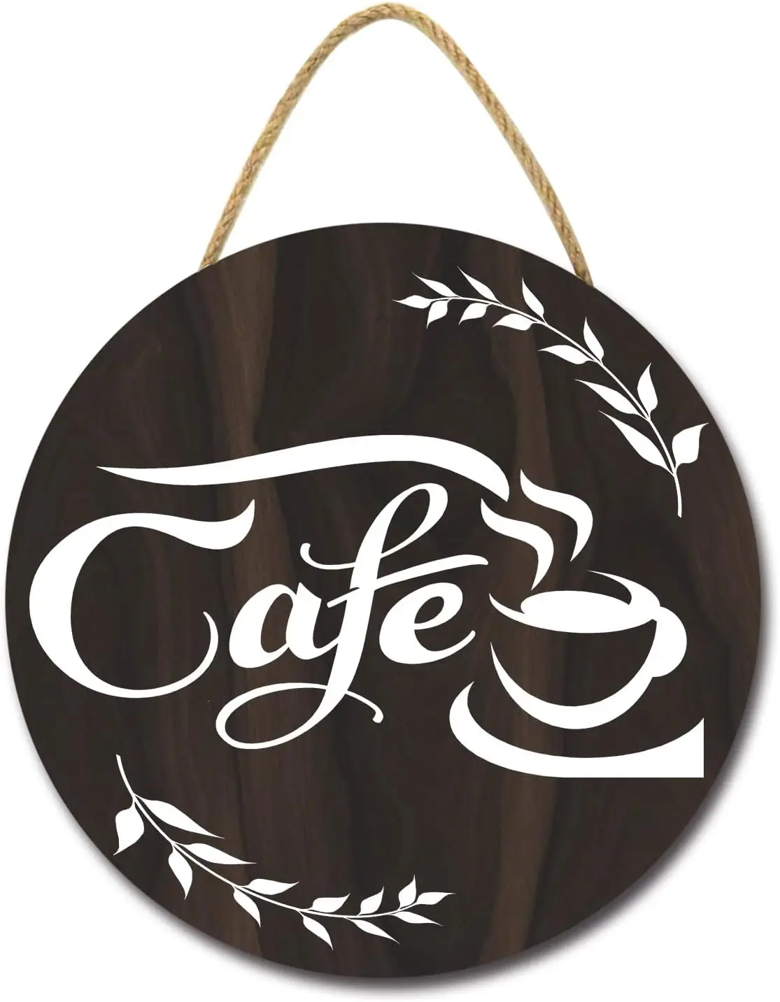 Cafecito Time Coffee Bar Sign Accessories Decor Rustic Farmhouse Wooden Round Plaque for Lover Station Home Office Kitchen