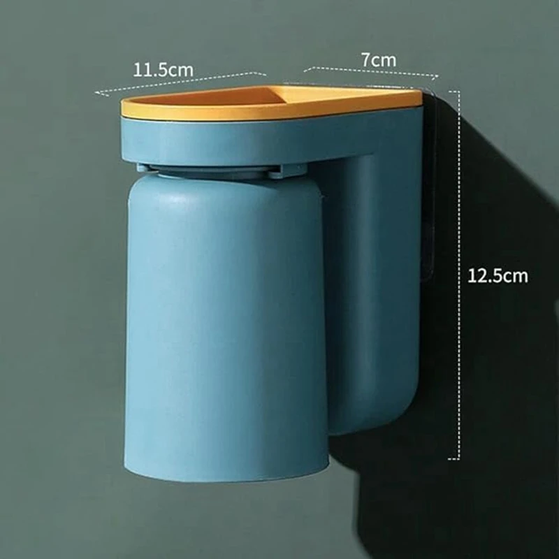 No Punching Mouthwash Cup Toothbrush Cup Wall Hanging Bathroom Storage Box Upside Down Drain Durable Easy Install Easy To Use