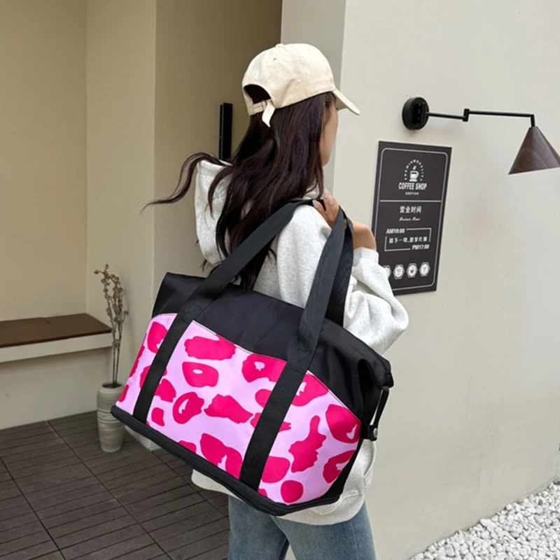 Folding Luggage Travel Bag Print Carry On Large Capacity Weekend Bag Dry Wet Separation Waterproof Sports Gym Bag Women Tote Bag