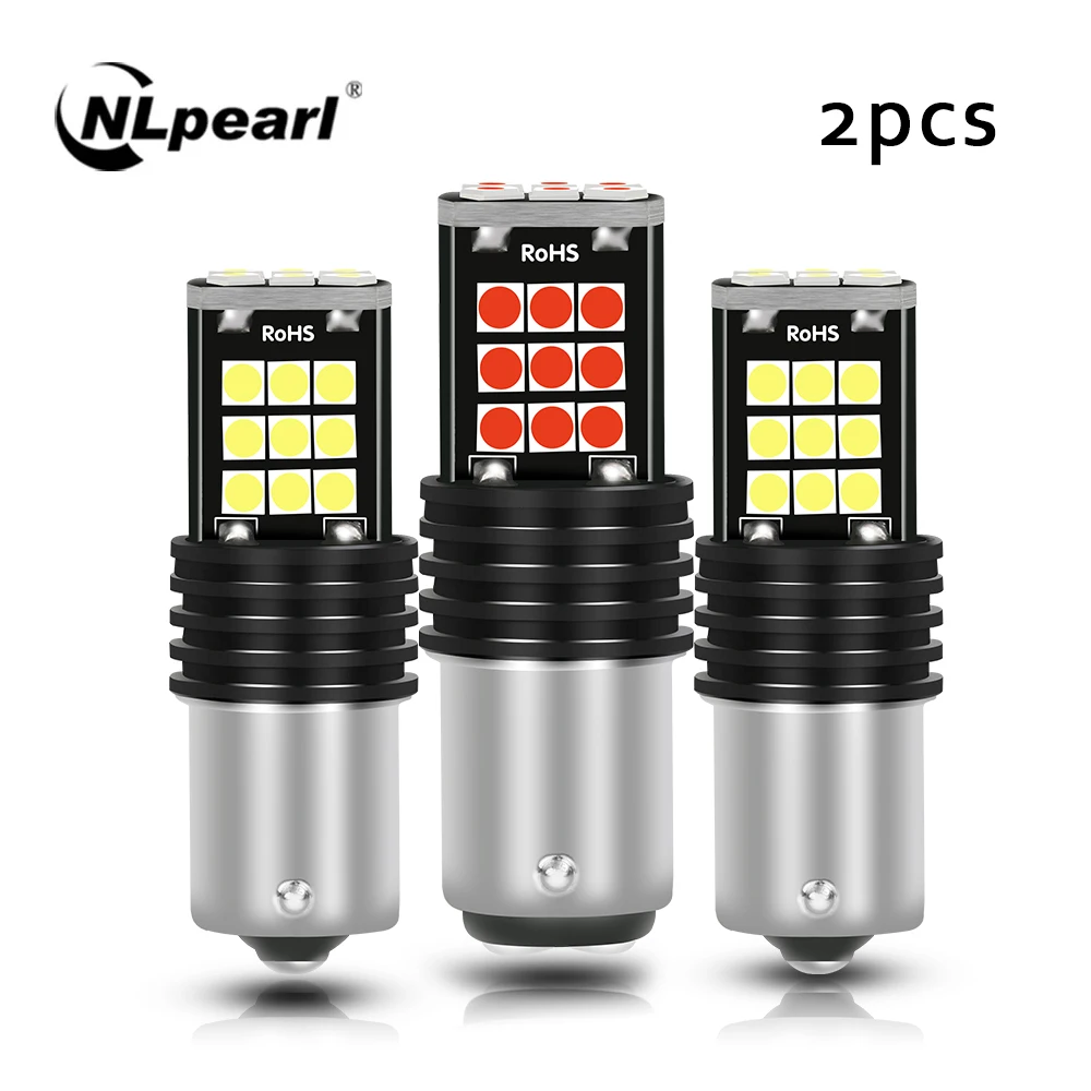 NLpearl 2pcs 1157 Bay15d P21/5W LED Py21w Ba15s P21w Led 1156 Bau15s Bulb 3030SMD Canbus Car Turn Signal Lamp Brake Backup Light