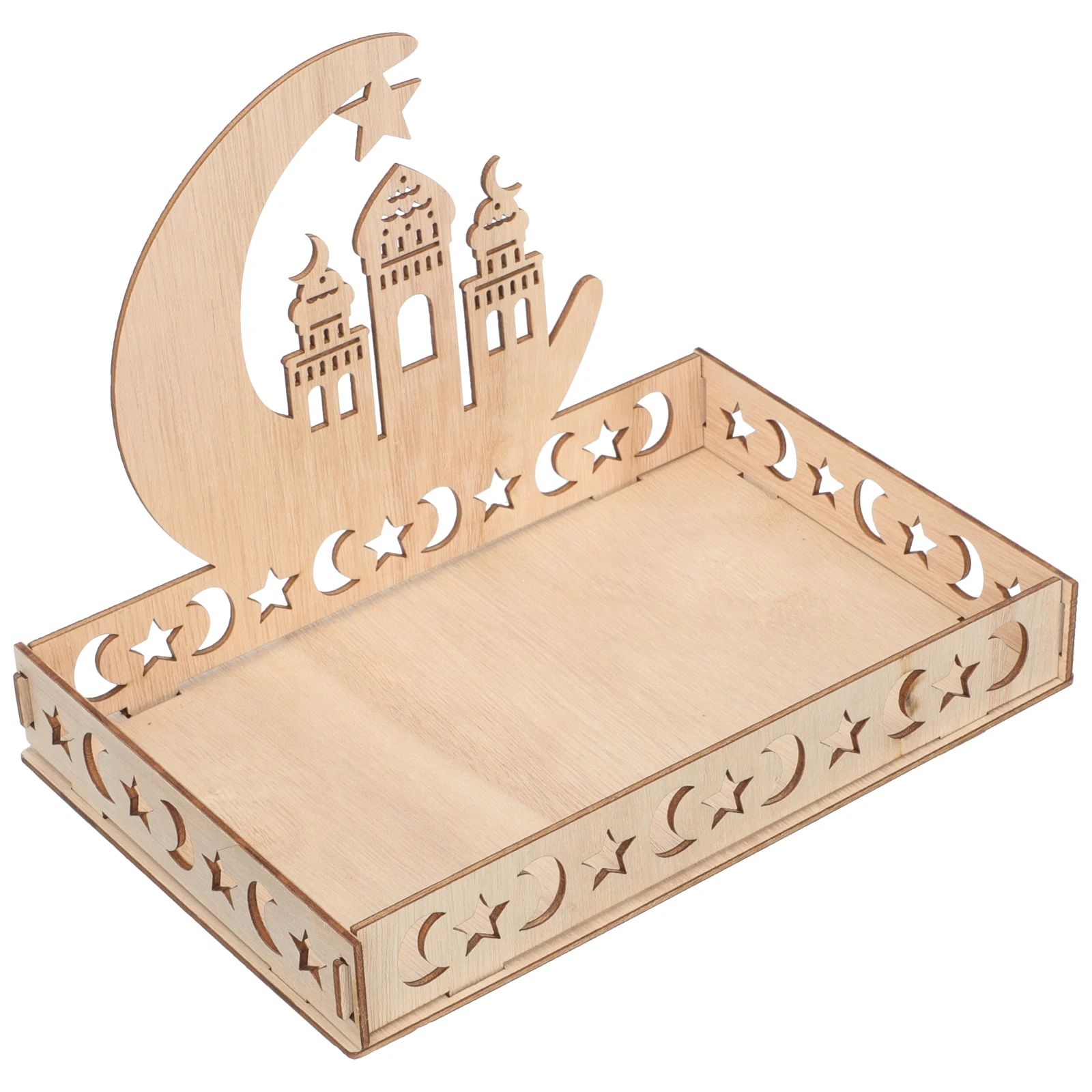 

Wooden Dessert Dessert Serving Tray Tray Classic Eid Ramadan Home Ecological Wood Safe Storage Snack Dry Fruit