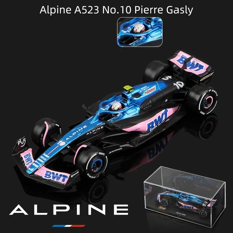 Bburago 1:43 2023 Alpine A523 #10 Pierre Gasly #31 Esteban Ocon Racing car Alloy Diecast Model Toy Collectible Christmas Gift