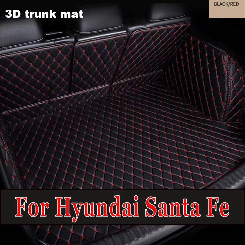 Car Rear Trunk Mats For Hyundai Santa Fe TM 2019 2020 2021 2022 2023 5seat Luxury Car Matts Interior LWB Version Car Accessories