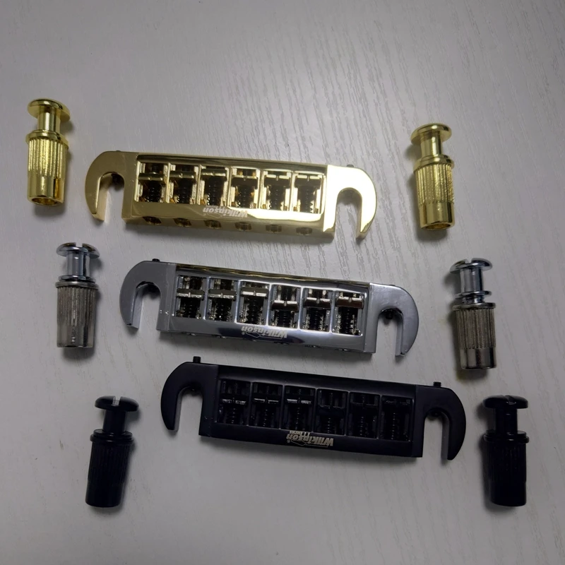 Wk WOGT3 Tailpiece Bridge for LP Guitar Adjustable Wraparound Guitar Parts Cover Colour Gold/Black/Chrome