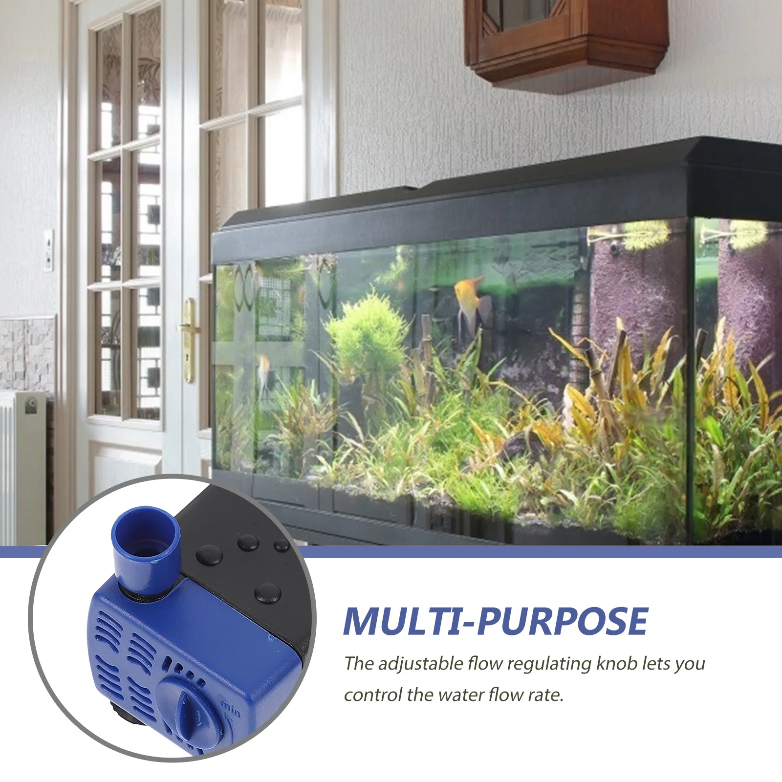 

1Pcs Silent Aquarium Water Pump Durable Plastic Adjustable Flow Fish Tank Filter Pump for Household Pond Fountain Hydroponic