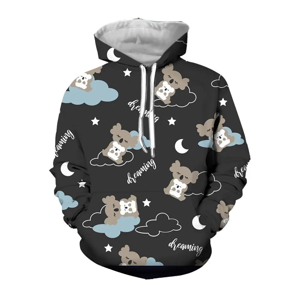 

Jumeast 3D Animal Koala Bear Printed Men Hoodies Streetwear Oversize Cartoon Hooded Sweatshirts 2000s Aesthetic Kawaii Clothes