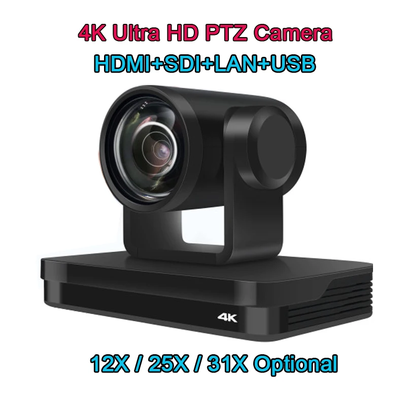 

4K PTZ Video Conference Camera 12X 25X 31X HDMI+SDI+USB2.0+LAN for Webcast Remote Teaching Medical Telemedicine Live Streaming