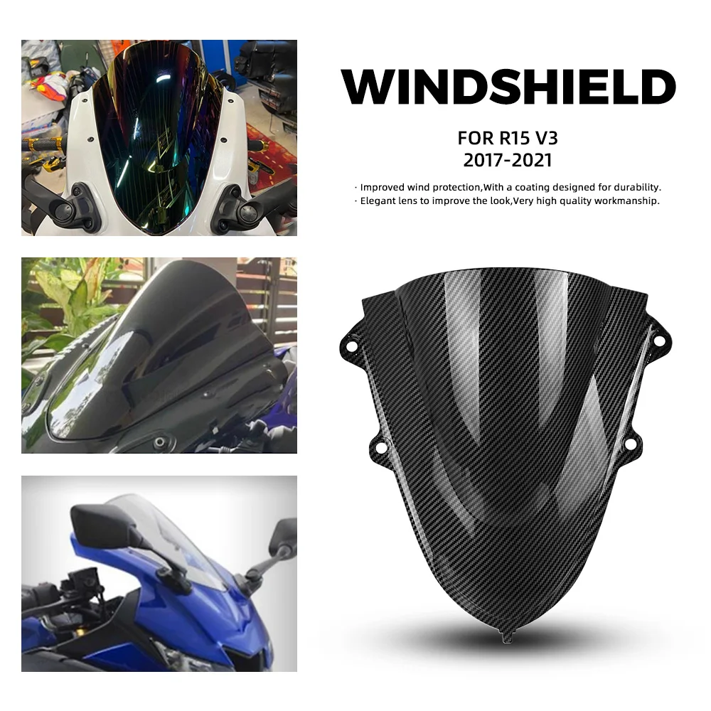 R15 V3 Motorcycle Sport Racing Windshield WindScreen Deflector Visor Viser FOR YAMAHA R15 V3 2017 2018 2019 2020 2021