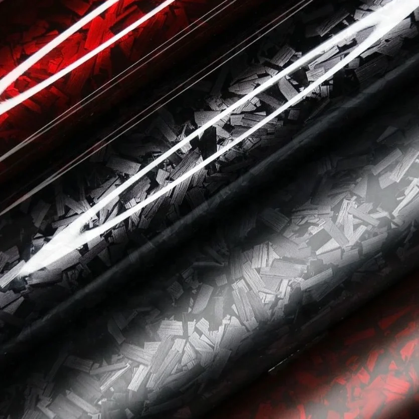 1.52*18m PET backing Satin Forged Carbon Fiber Black Car Wrap Vinyl PVC Car Stickers