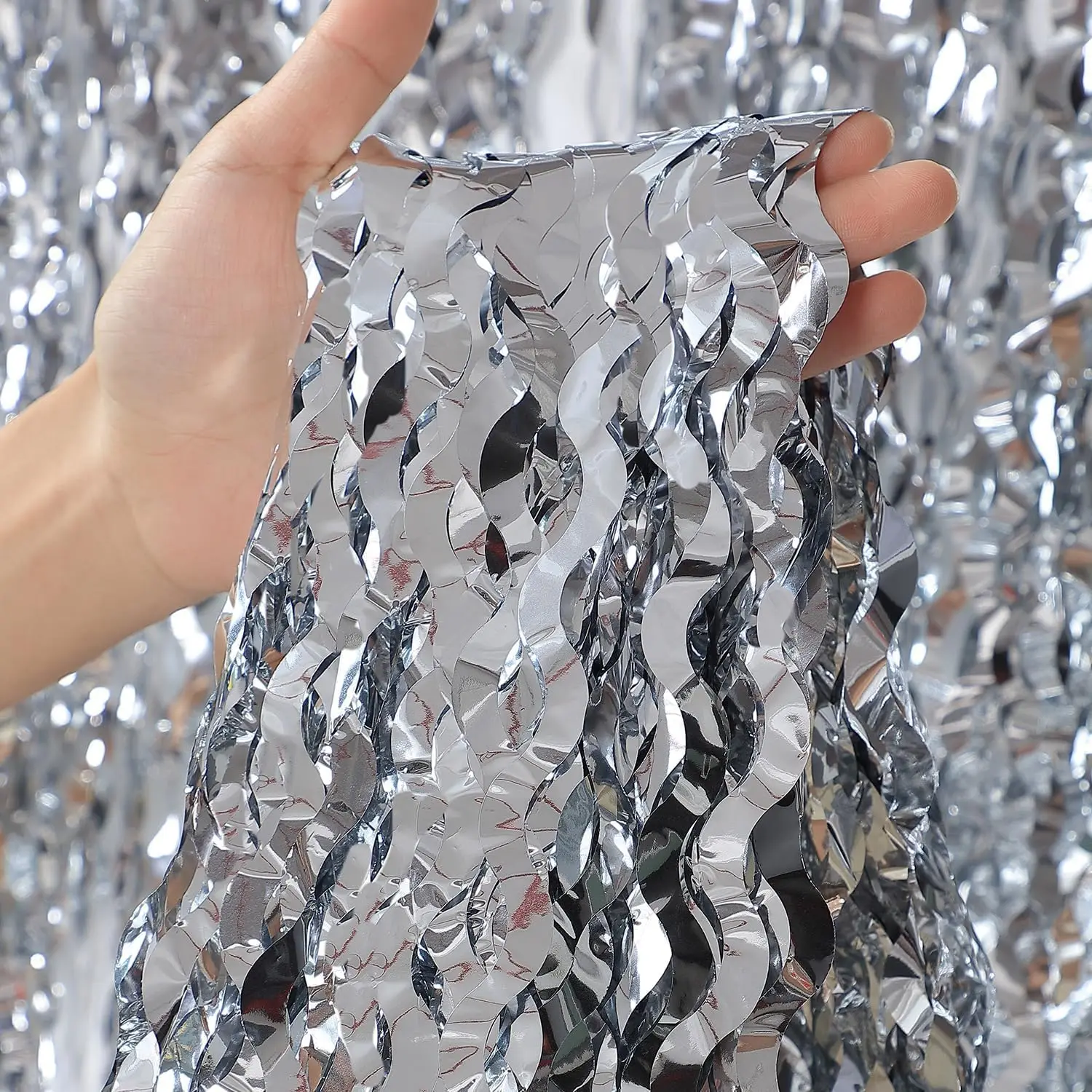 ستائر متعددة الاختيارات المموجة بهرج من رقائق معدنية خلفية لحفلات أعياد الميلاد تحت المحيط تحت سطح البحر