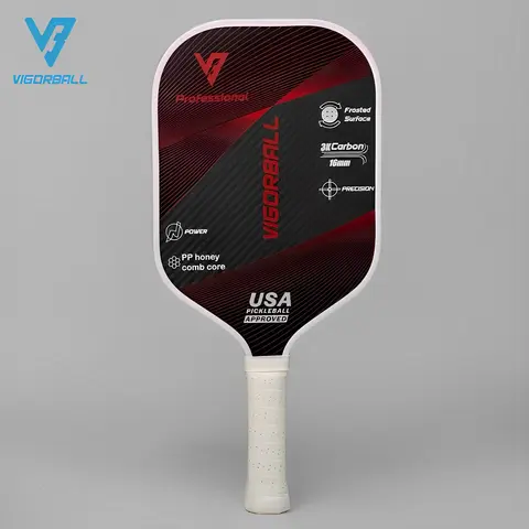 Pros 탄소 마찰면 폴리머 허니콤 코어 피클볼 패들, 3K 미가공 탄소 섬유, 향상된 파워 및 스핀 및 제어, 16mm Best5