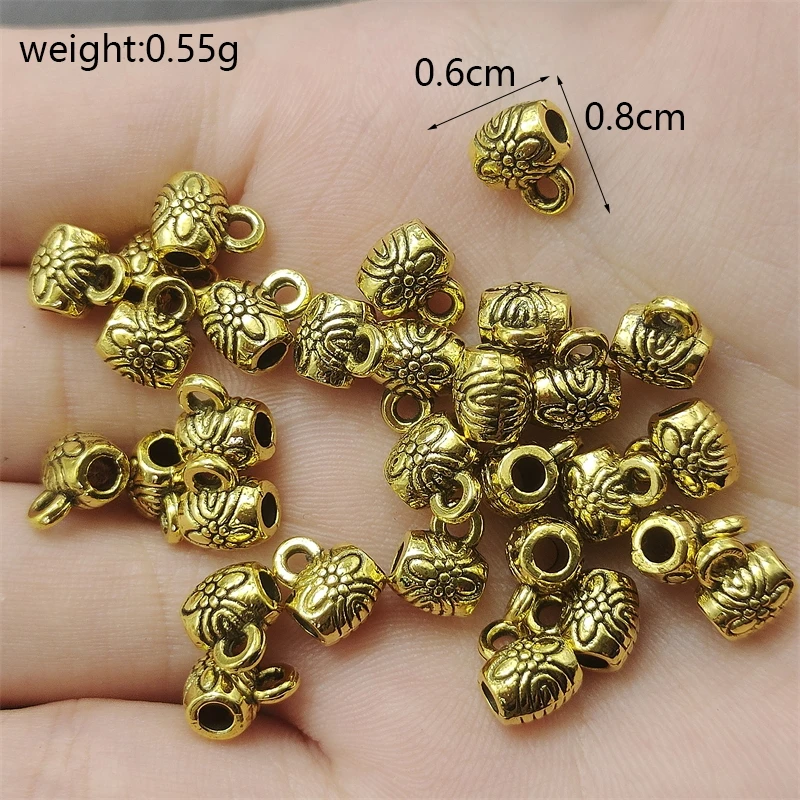 Charms Flower Hollowed Out 3-Way Tube Spacer Bead European Bracelet Pendant Jewelry Making Accessories Material 25/50pcs
