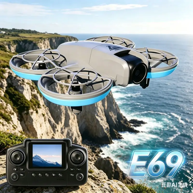 E69 Drone with Screen Remote, HD Dual Cameras, Optical Flow Positioning,Stunt Flips, One-Key Return, Gift for Kids Beginners