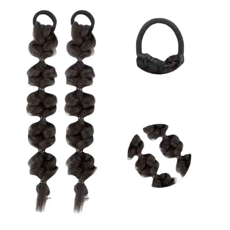 المرأة فقاعة الشعر التمديد كابل متماسكة شعر مستعار طويل Y2K الملاكمة شعر مستعار القذرة وهمية الحصان الذيل شعر مستعار من الألياف الآسيوية