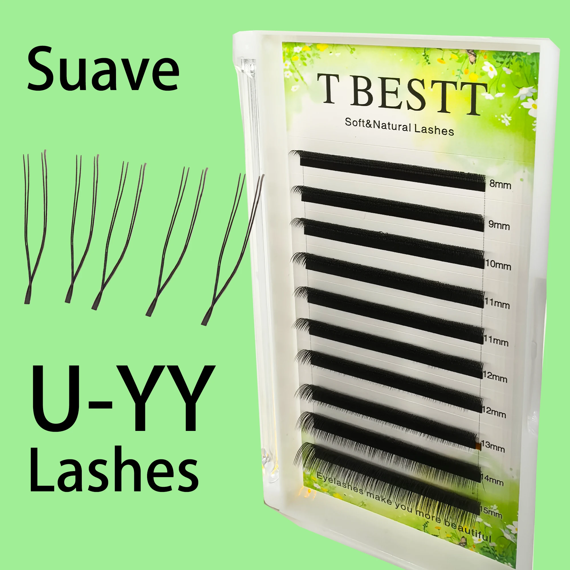 رموش Tbestt YY على شكل حرف U ملحقات رموش YY مراوح مسبقة الصنع ناعمة كاذبة YY U رموش برازيلية طبيعية YY Cilios ملحقات رموش