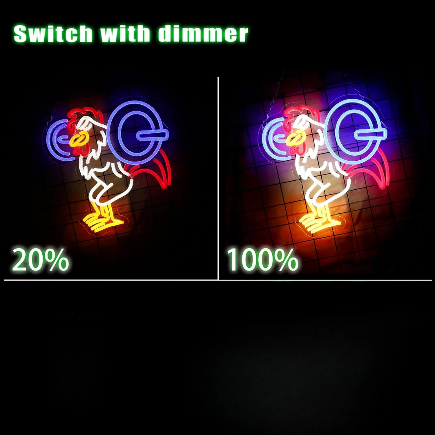 Chicken Lift Weights Neon Sign USB Dimmable LED Neon Light Sign for Gym Drink Bar Man Cave Bedroom Shop Game Room Wall Decor