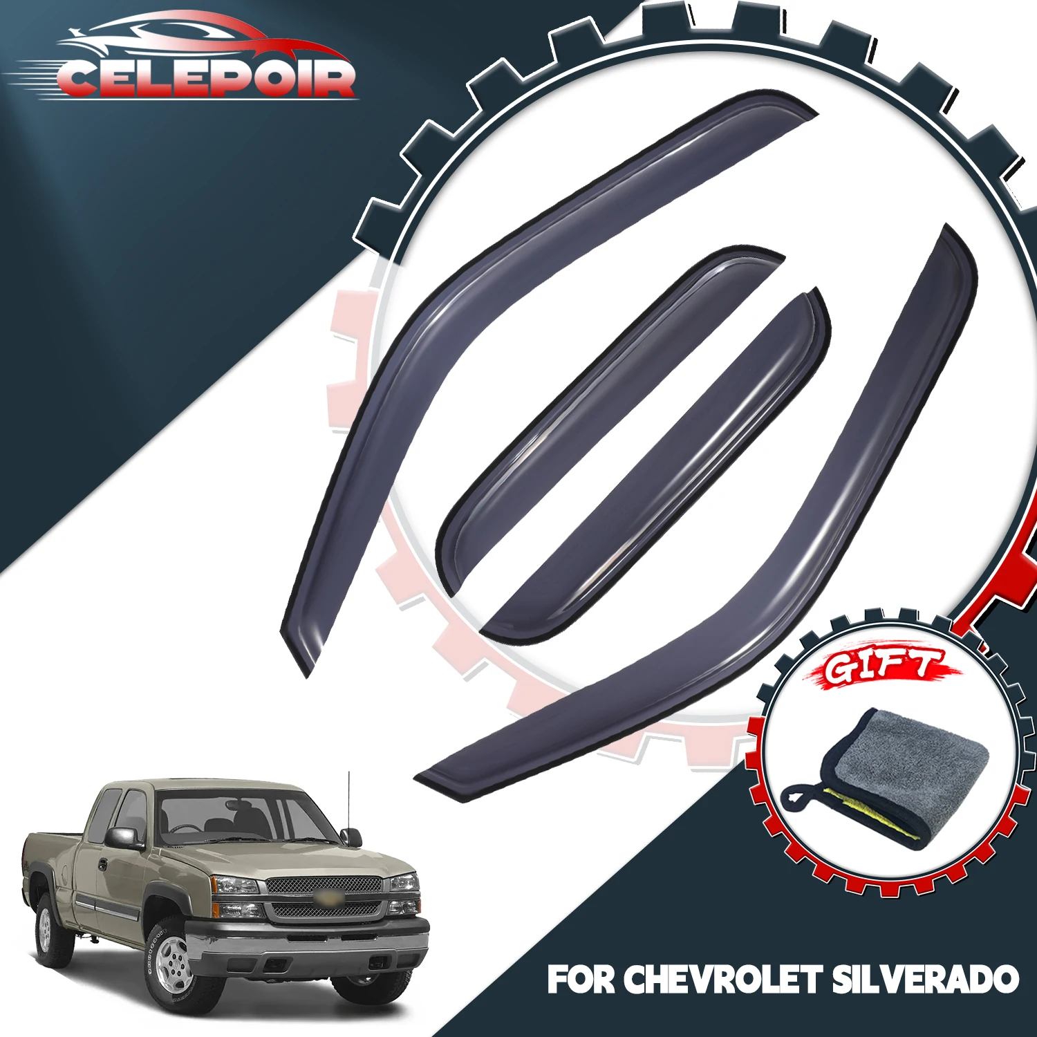 

For 1999-2006 Chevy Silverado / Gmc Sierra Extended Cab Window Visor Guards