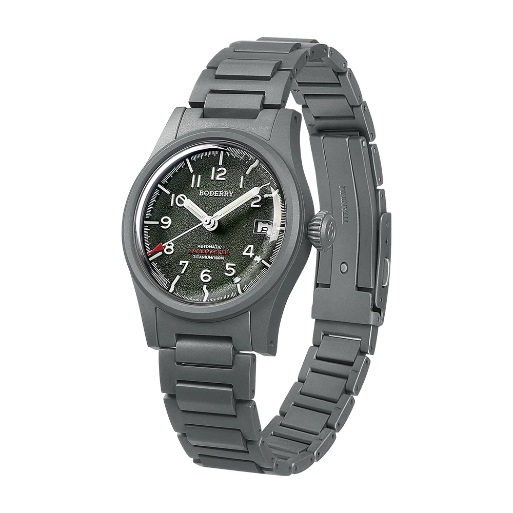 Boderry LANDMASTER Field Relógios Titânio Automático Seiko NH35 Movimento Esporte 100M À Prova D \'Água Relógio de Pulso de Mergulho Ao Ar Livre Mens