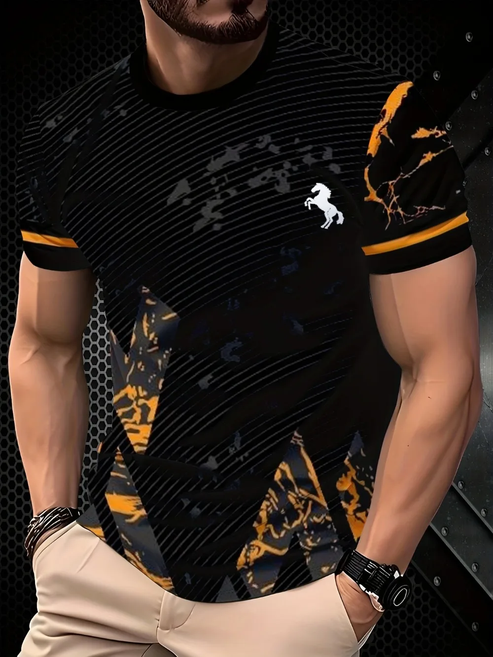 Abstract Geometric Patterns of Marble Cracks 3D Printed MenT-shirt Casual Comfortable Breath Quick-drying Outdoor Activities Top