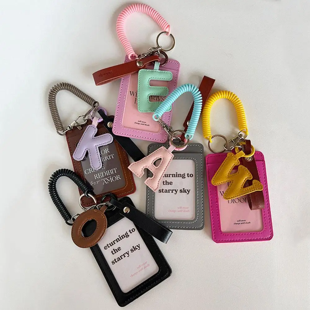 INS Pu Leather Business ID Card Credit Badge Holder Letter Pendant Coin Purse Portable Mini Wallet Bus Cards Cover With Keychain