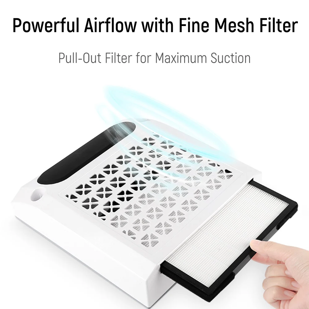 Aspirapolvere per manicure professionale 80W 4 IN 1 con lucidatore e lampada Forte aspirazione Illuminazione Trapano per unghie Collettore di polveri per unghie