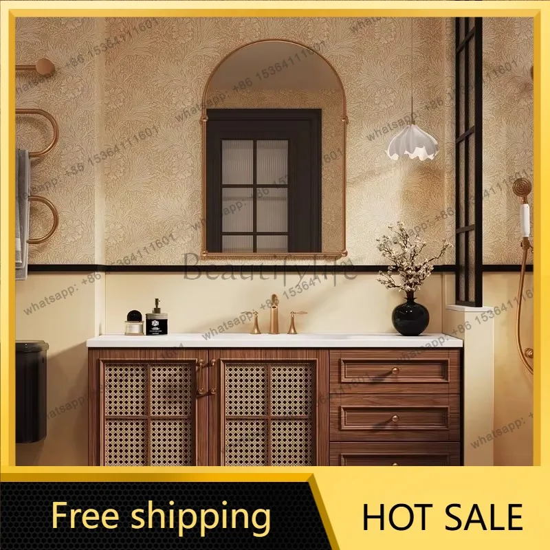 Luxury Floating Drawers Bathroom Cabinet Sink Mirror Orgnizer Vanity Restroom Cabinet Toilet Storage
