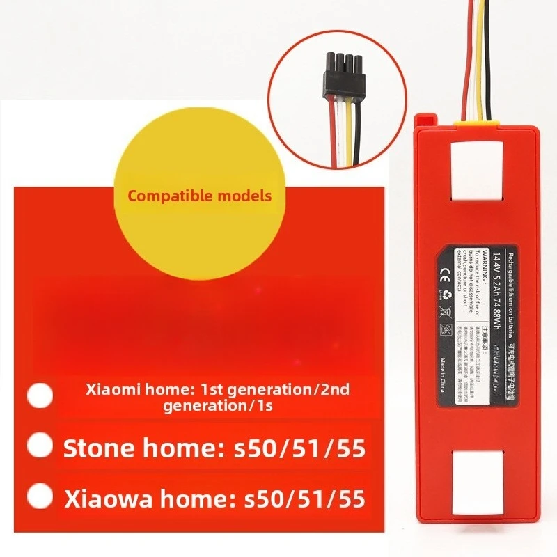 New 14.4V 6000mAh Large capacity Baterías de repuesto para Robot de barrido Xiaomi Mi Home 1st/2nd Roborock S50/1/52/53/55