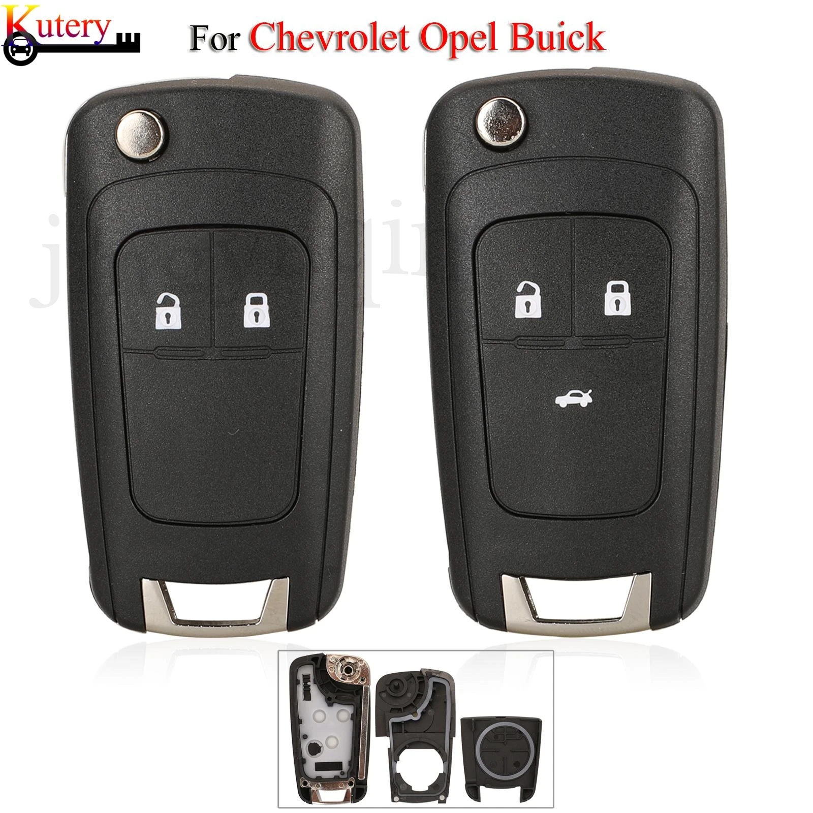 

jingyuqin Folding Remote Smart Car Key Shell For Chevrolet Cavalier Aveo Buick Opel 2/3Buttons Key Cover With HU100 Uncut Balde