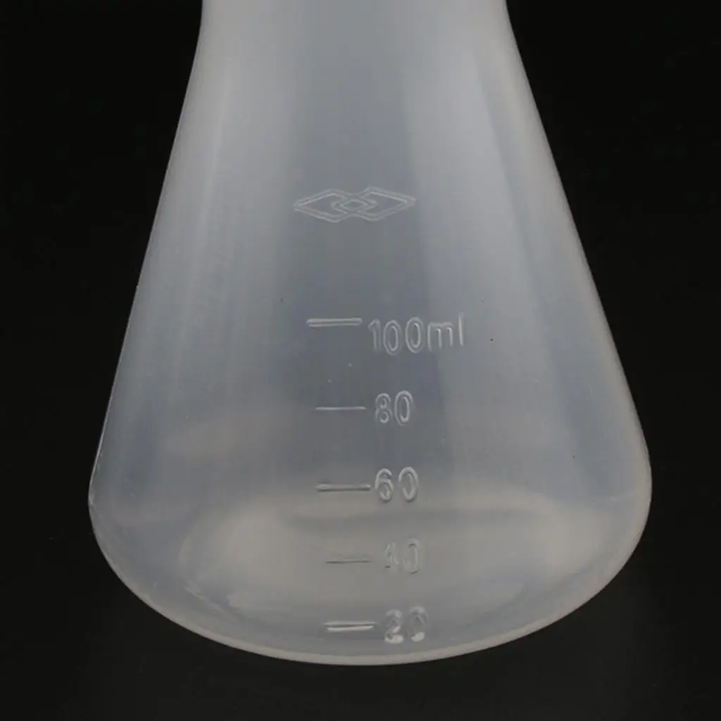 Erlenmeyer Flask 100ml Plastic Graduated Conical Measuring Transparent Laboratory Flasks for Home School Lab
