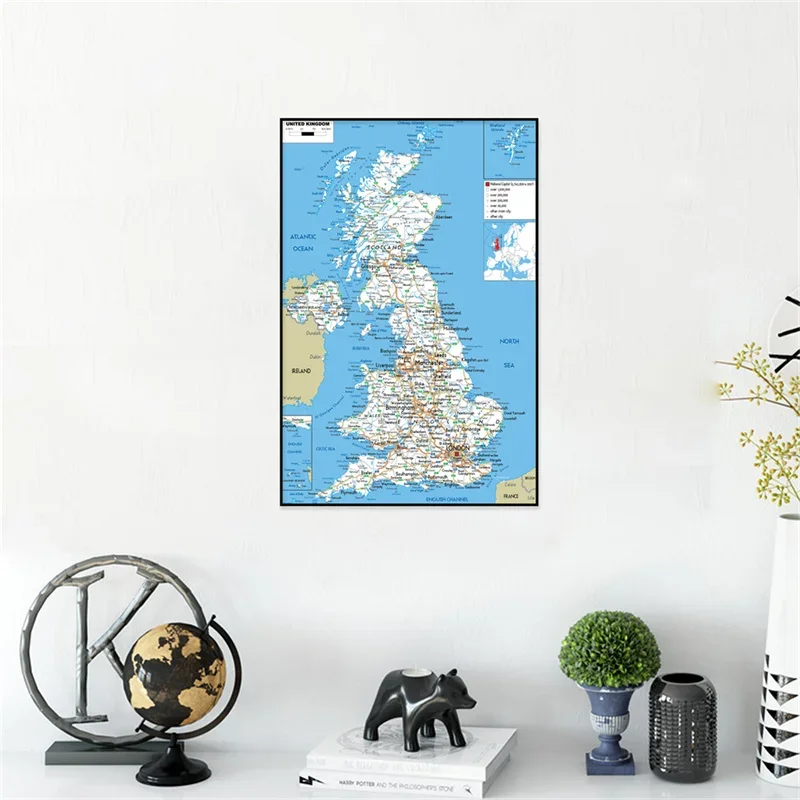 ภาษาอังกฤษสหราชอาณาจักรแผนที่ Wall Art โปสเตอร์ภาพวาดไม่มีกรอบสําหรับตกแต่งของขวัญห้องนั่งเล่นห้องนอน Wall Art